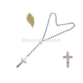 Handgemachte schwarze Achat Stein Perlen lange Kreuz Jesus Halskette